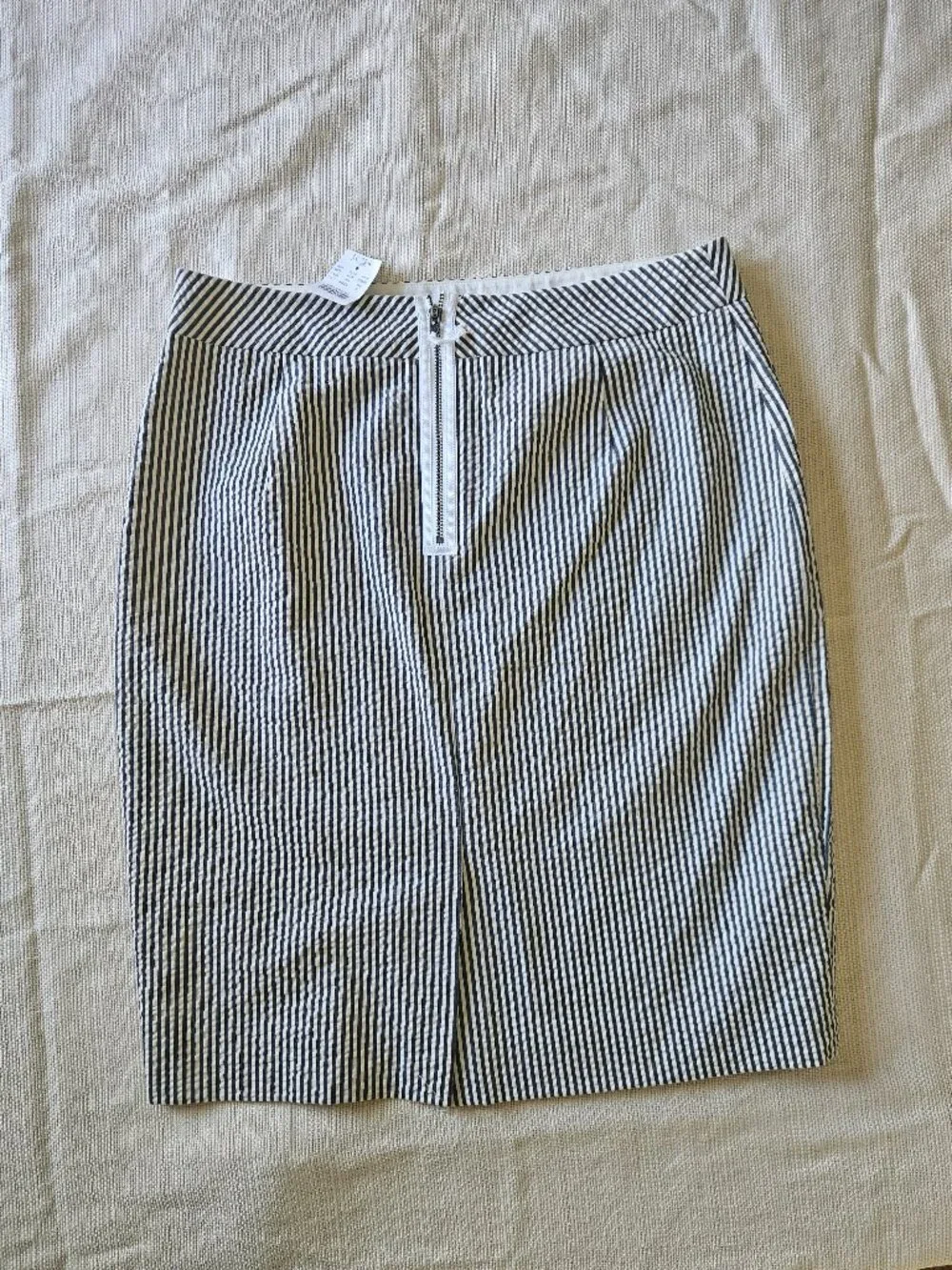 J. Crew No. 2 Pencil Skirt Navy Stripe Seersucker Cotton Spandex